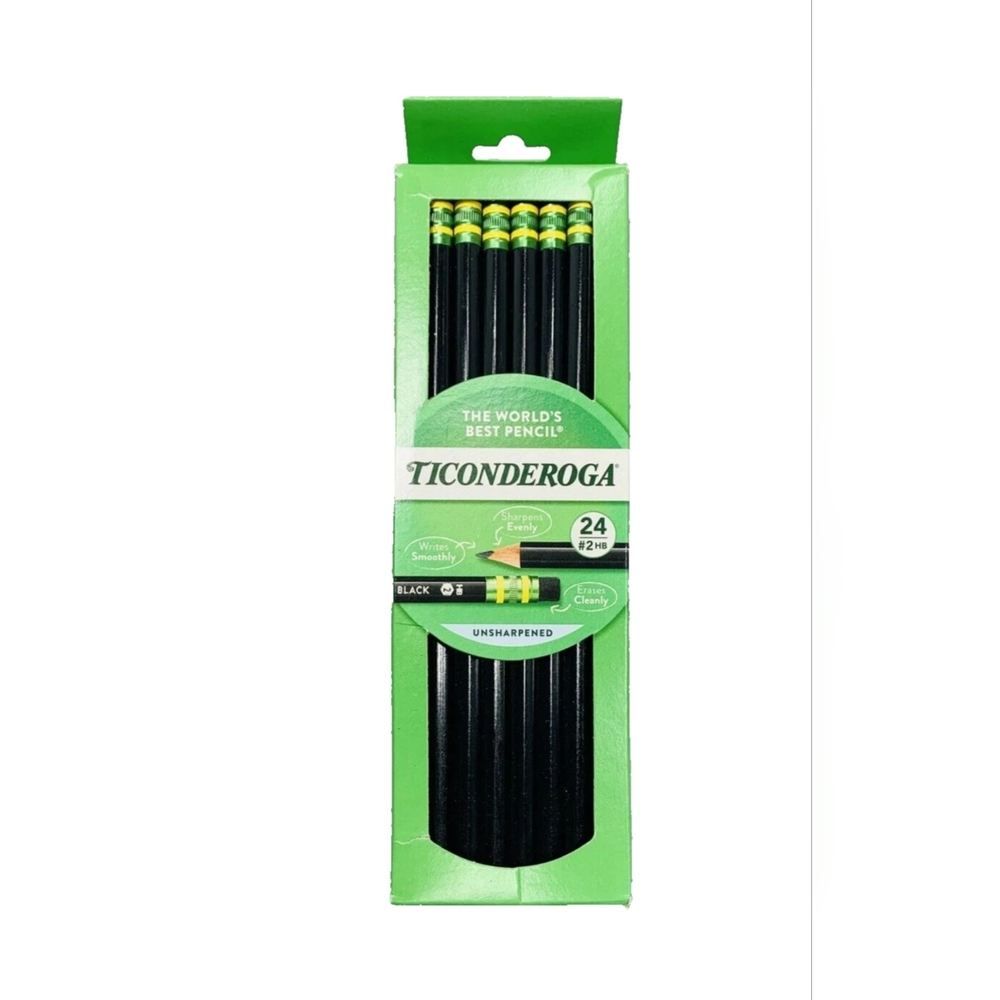 Ticonderoga Number 2HB Soft Pencils, Wood-Cased Graphite Black, 24 Count